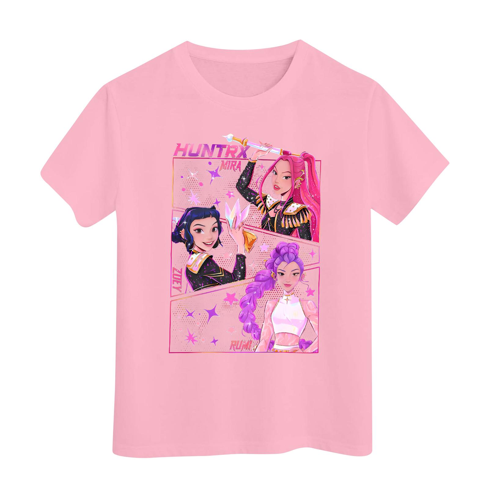 

Футболка с короткими рукавами и круглым вырезом для мальчиков и девочек 130 розовый