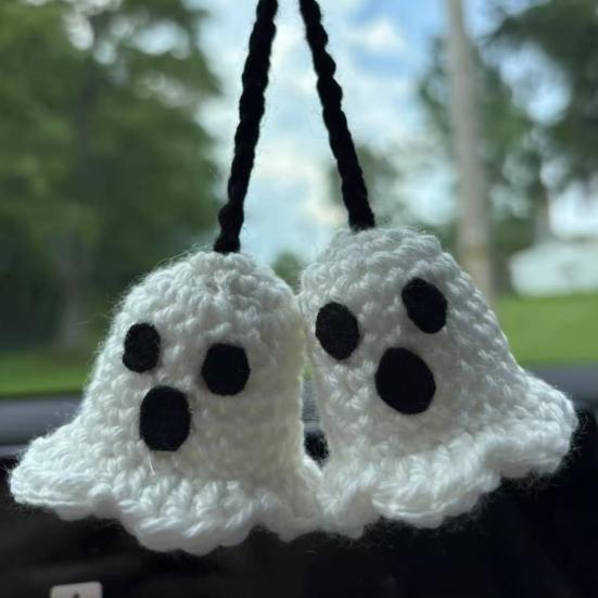 1 Pair Ghost Pendants Crochet Car Mirror Hanging Accessories