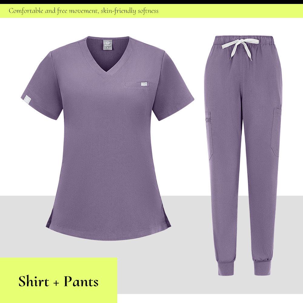 Sjuksköterskeskrubbdräkt i åtta färger - Andningsbar, Svettabsorberande Damuniform för Djursjukhus