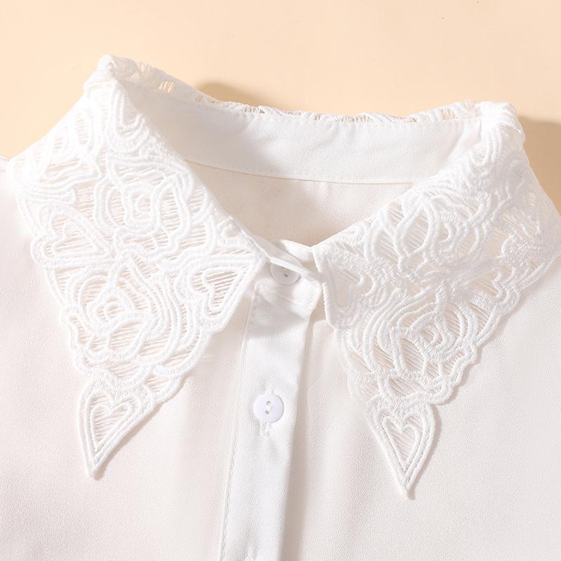 Women's Fashion Peach Heart Embroidered Collar, Professional Casual Versatile Decoration, Chiffon Fake Collar
