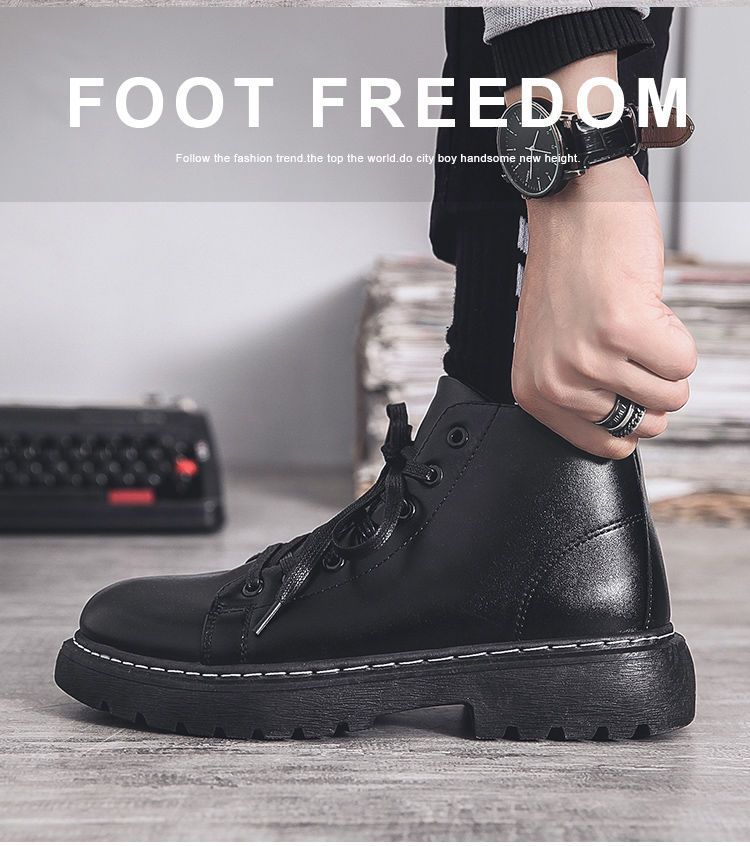 Martin Boots Men's Autumn Breathable Mid-help British Style Boots Men's Trendy Short Boots Versatile High-top Tooling Leather Shoes Men's Boots