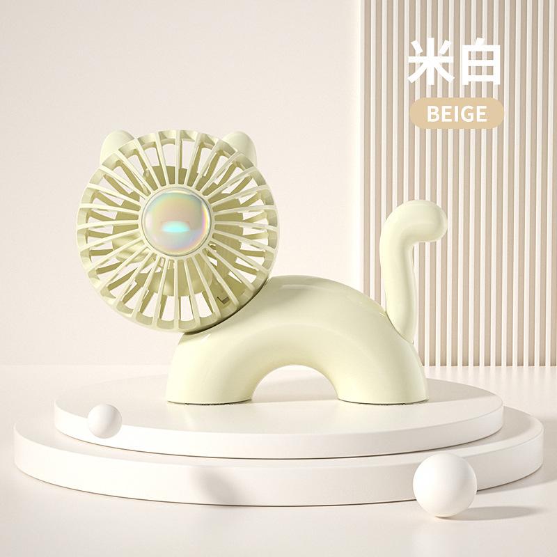 Nowy mały wentylator biurkowy w kształcie kota z kreskówek, ładowany przez USB, cichy i przenośny, regulowany, silny wiatrak