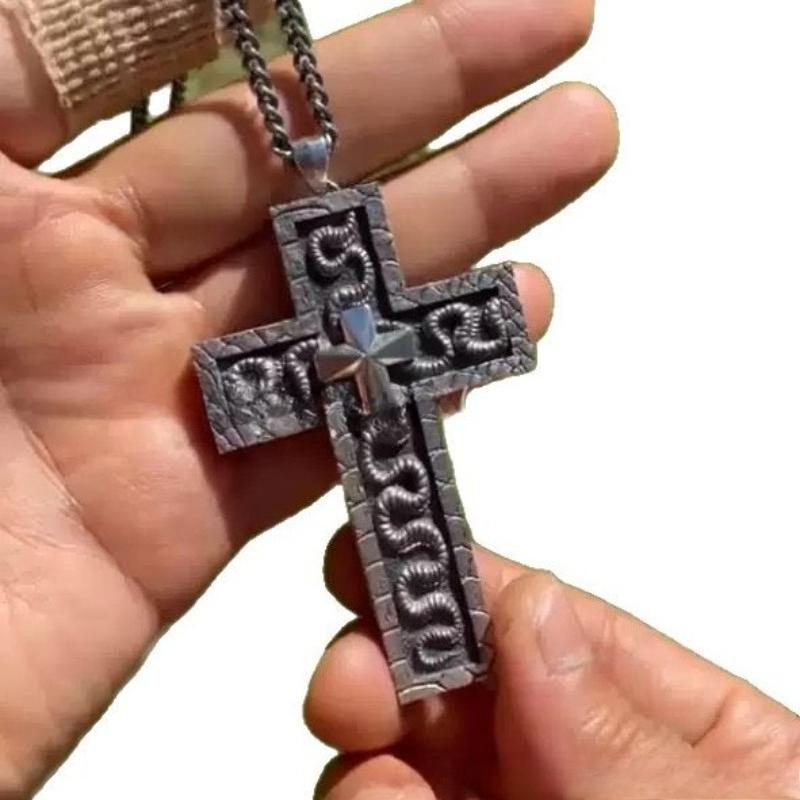 2025, Squid Necklace Set, Cross Shaped Necklace With Compartmen,  With Cross Shaped Necklace Pendant Desig