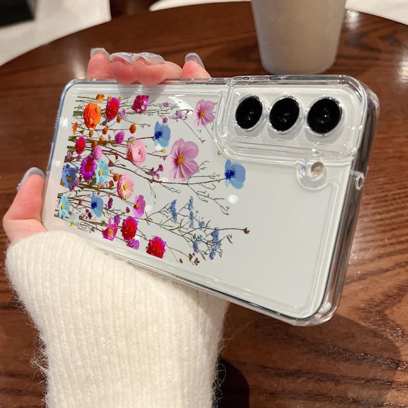 

Для Samsung S25 Ultra S24 Fe S23 A15 A16 A56 A55 A25 A35 A36 красочный цветочный узор противоударный прозрачный силиконовый мягкий защитный чехол для линз от падения Samsung A16 5G