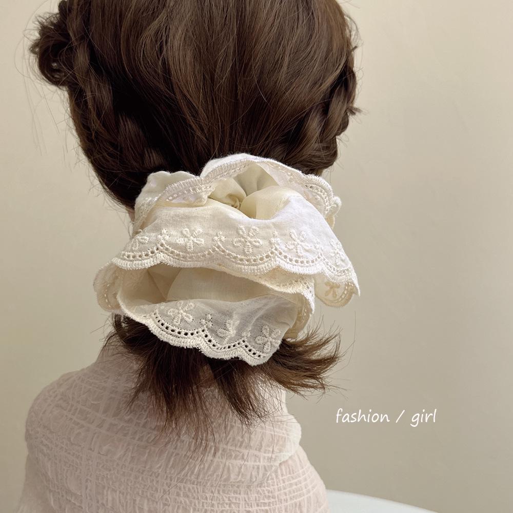 

Элегантная бежевая кружевная резинка-скранчи в балетном стиле - Минималистичный дизайн высокого класса в японском и корейском стиле