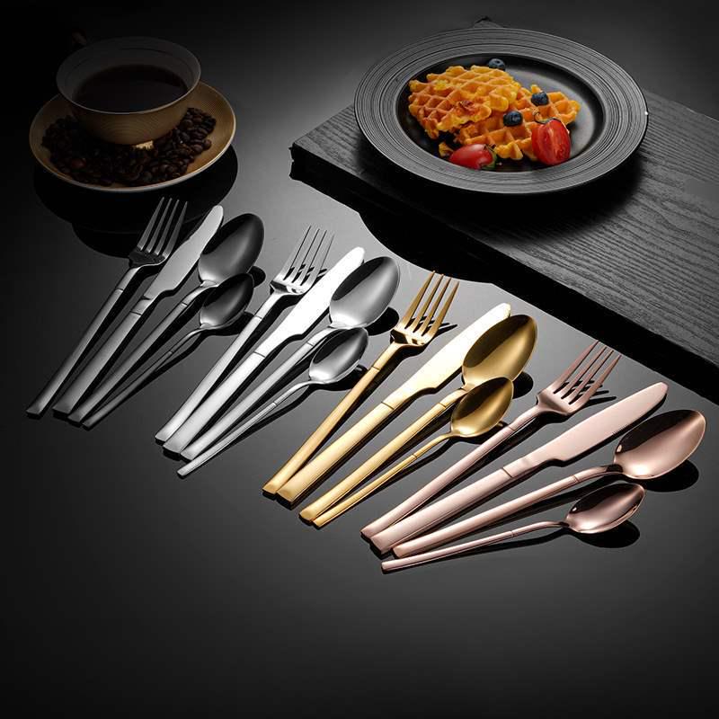 Four-Piece Stainless Steel Restaurant Knife, Fork, Spoon Set - Elegant Hotel Steak Tableware