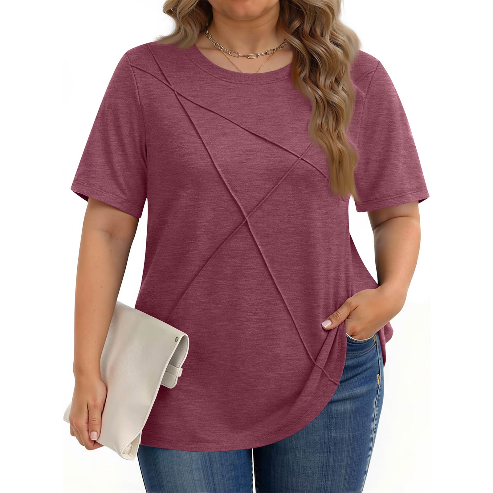 Women s Plus-Size Fashionable Casual Loose-Fit Short-Sleeve Top XXXXL