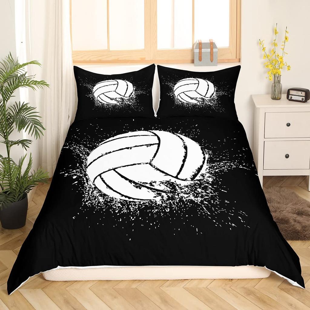 Kids Volleyball King Queen Duvet Cover Teens Ball Sports Bedding Collection Grunge Hippie Tie Dye Comforter Cover Polyester Quilt Cover