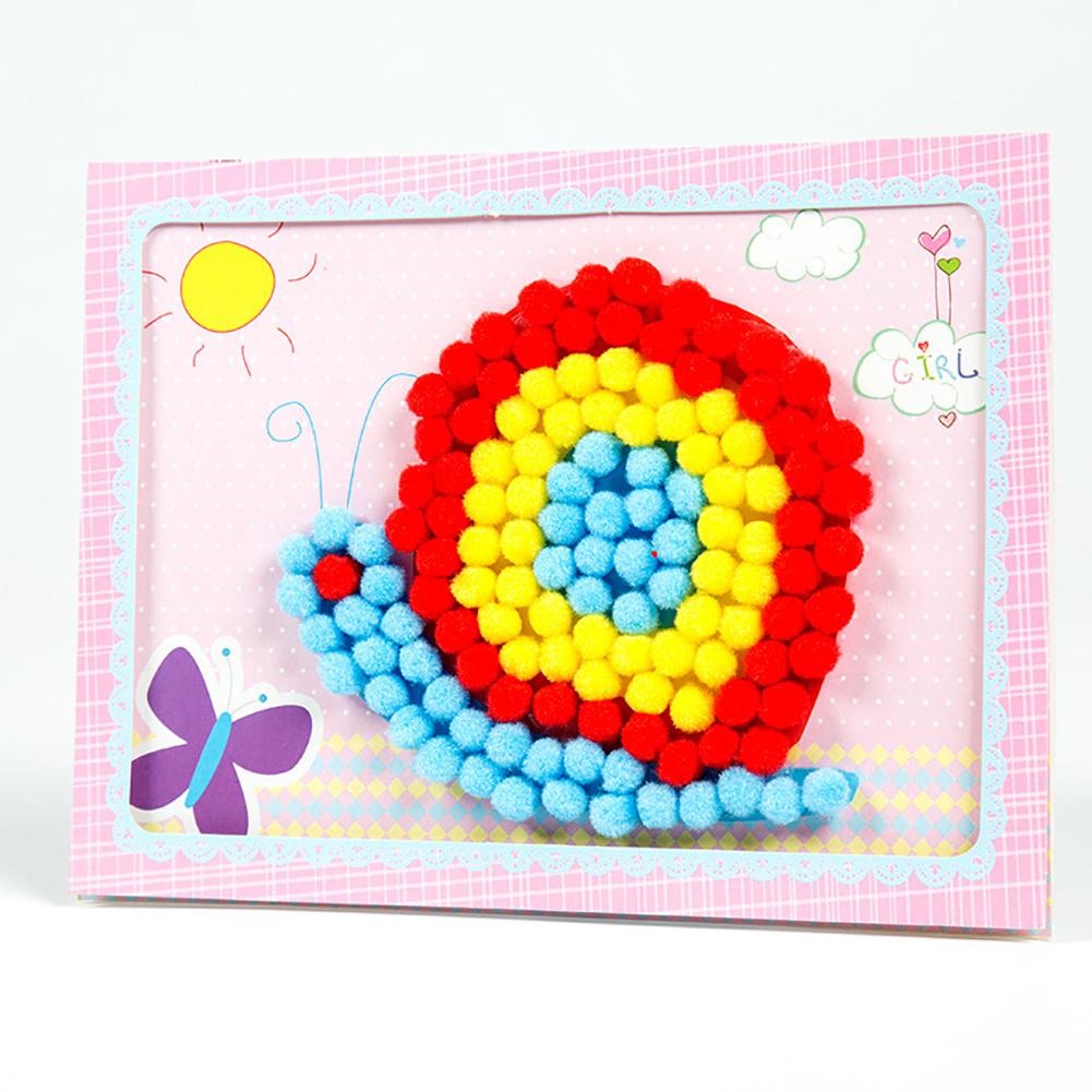 Creative DIY  Kids Plush Ball Painting Stickers Children Educational Handmade Material Cartoon Puzzles Crafts Toys