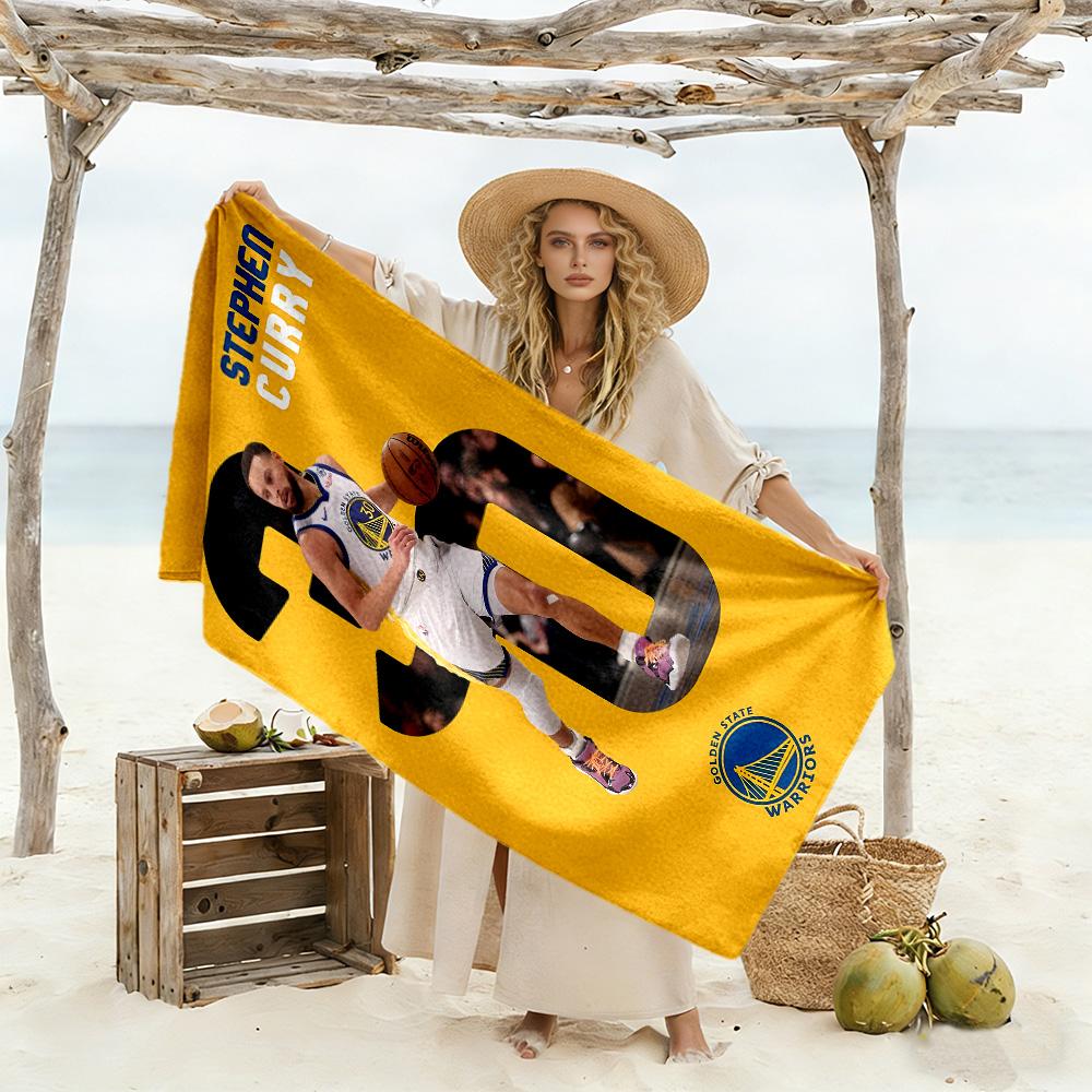 Telo da Spiaggia Golden State Warriors Curry Asciugatura Rapida Morbido Microfibra Confortevole Leggero Adatto per Nuoto, Palestra, Campeggio, Yoga Vacanza
