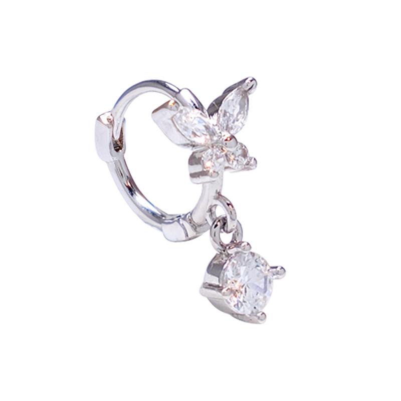 [Sparkling Zircon Bow Ear Cuff Sweet Tassel Earrings Versatile Fashion Jewelry]