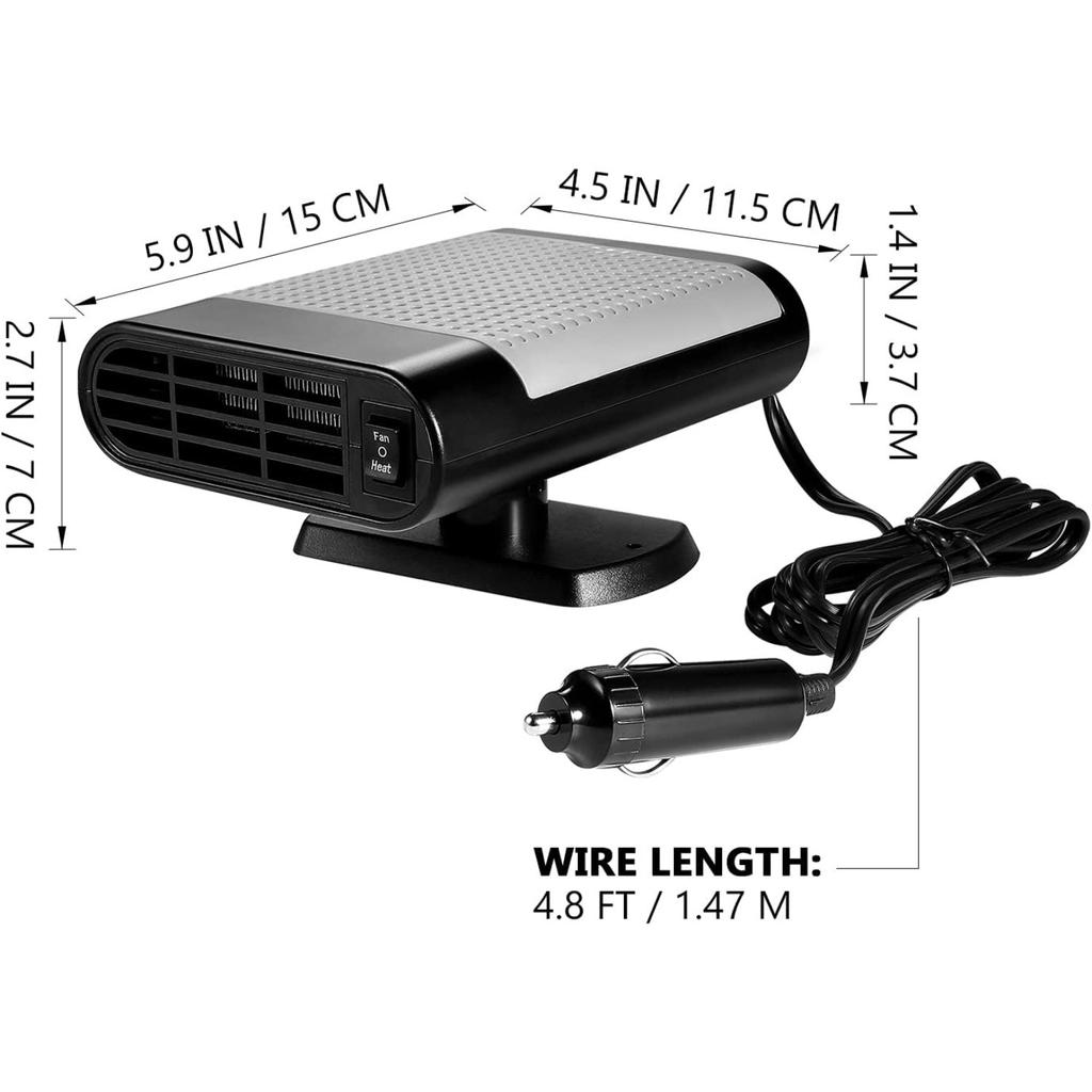 12V Car Heater Fan / Cooling Fan Car Heater Fan 2-in-1 Car Defroster, Quick Heating Electric Heater Fan for Cars Portable