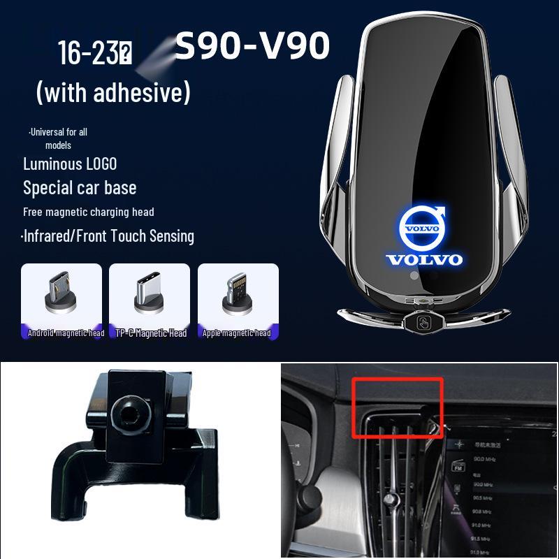Volvo XC60/S90/V90/S60/V69 için Uyumlu Manyetik Kablosuz Hızlı Şarj Cihazı ve Telefon Tutucu