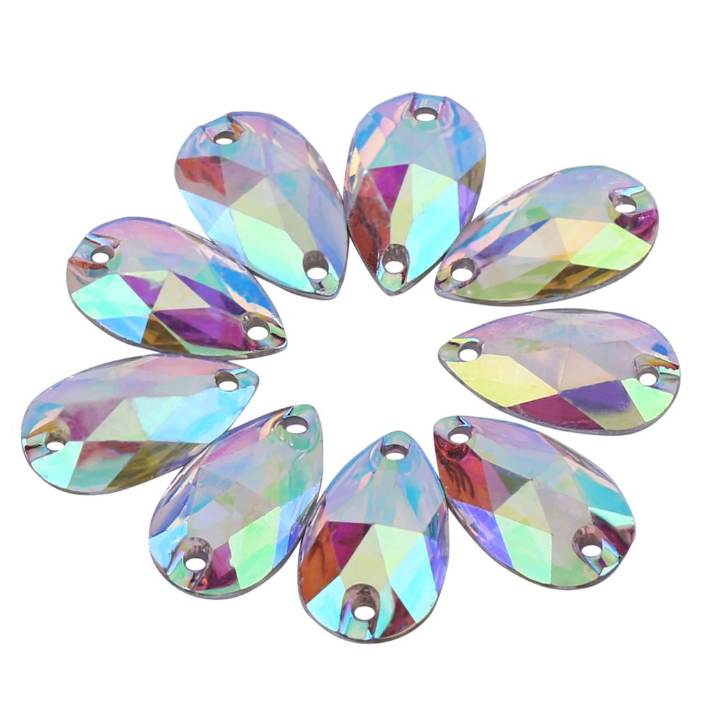 2 Colors 200pcs Drop Shape Resin Flatback Sewing Rhinestone with Double Holes Crafts Decoration