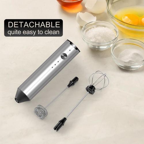 Handheld Milk Frother, Type-C Rechargeable Electric Coffee Frother Mixer, 3-Speed ??Mini Milk Foamer Drink Mixer with 2 Frothers for Coffee, Matcha, F