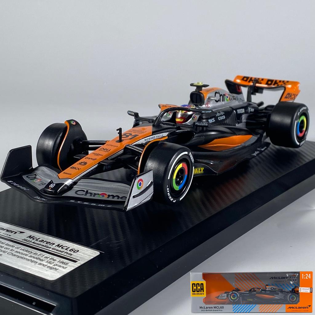 1:24 Mclaren MCL60 2023 4# Lando Norris P2 British GP F1 #81 Oscar Piastri Alloy Diecast Model Car Trendy Toy Collect Ornaments