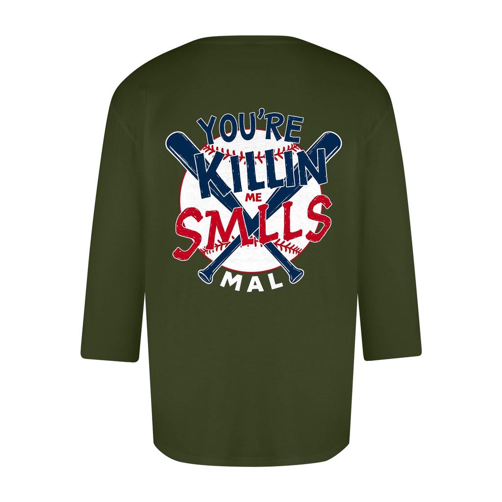 Men's Casual and Fashionable Printed Collar Three-quarter Sleeve Top T-shirt