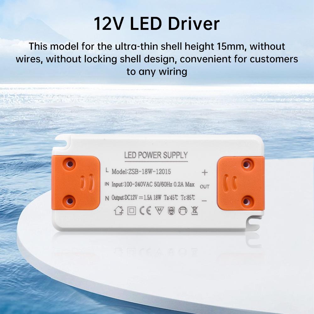 DC 12V LED Driver Thin Constant Voltage Drive Power Input Voltage AC185-260V 12W/18W/24W/36W Ultra-thin Design Saves Space