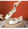 New Light Mouth Low Heel Flat Shoes Women's Small Fragrant Wind Patent Leather Iron Head White Bow Mary Jane Single Shoes Women's Thick Heel