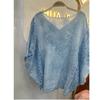 Top da Donna Stile Vacanza Cotone Stile Straniero Lavorazione a Maglia Intrecciata Ricamo in Pizzo Scollo a V Ampio e Morbido Camicetta Parasole