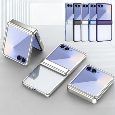 Electroplated Hinge Full Protection Case for Samsung Galaxy Z Flip 7 6 5 Flip7 FE Flip6 Flip5 with Tempered Film Protective Cover