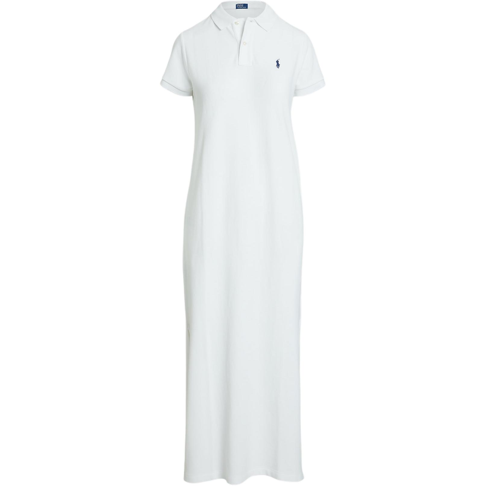 

Polo Ralph Lauren Solid Color Polo Collar Straight Cut Side Split Short Sleeve Dress Women dresses White 211968291-001 S