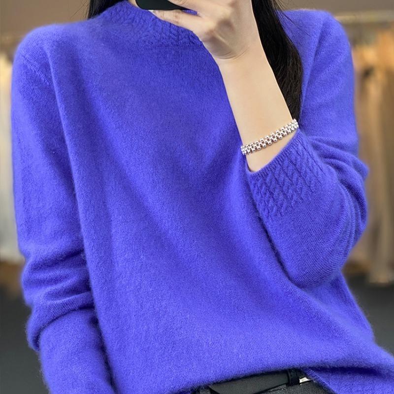 Half High Collar Base Autumn Knitted Sweater for Women Fashion Long Sleeve Loose Winter Pullovers Sweaters Women Casual Solid Ladies Knitwears 25656