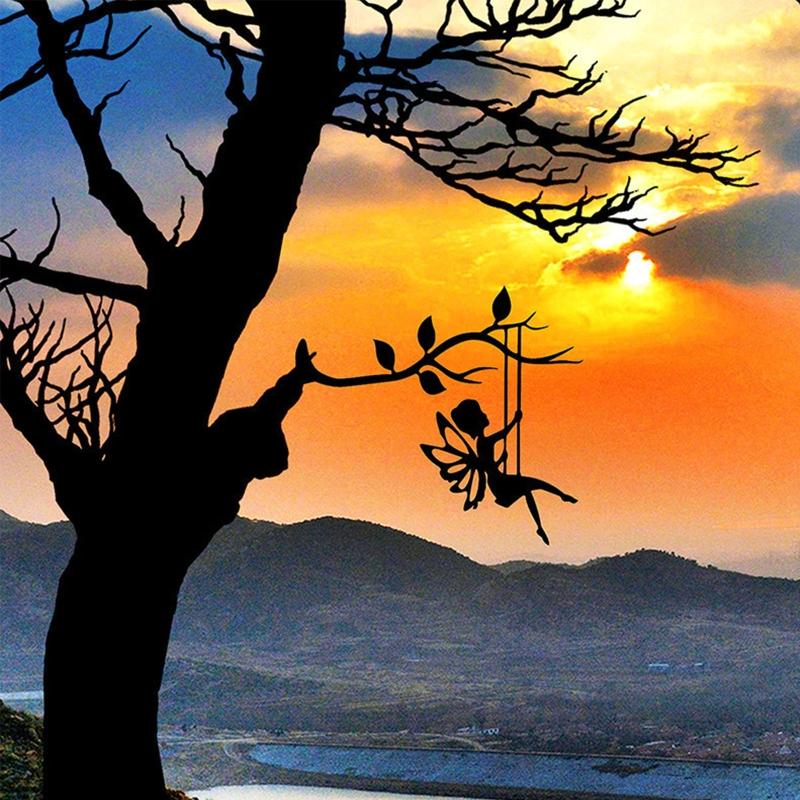 Metal Art Silhouette Hanging Swinging Fairy Ornament Crafts Gift Supplies for Home Courtyard Party Decoration Gift