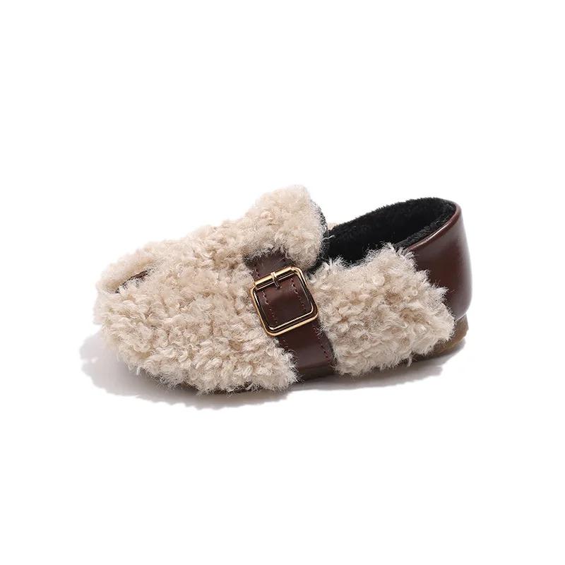 Kids' Winter Shoes 2024 New Girls Cotton Shoes Flat Loafers Versatile Simple Warm Children's Shoes Fashion Soft Bottom Non-slip