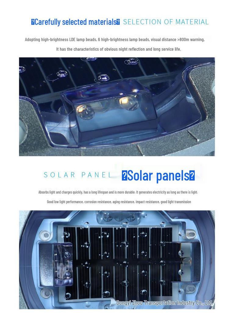 Double-Sided Solar Aluminum Road Stud Light - Reflective Highway Marker for Safety & Guidance
