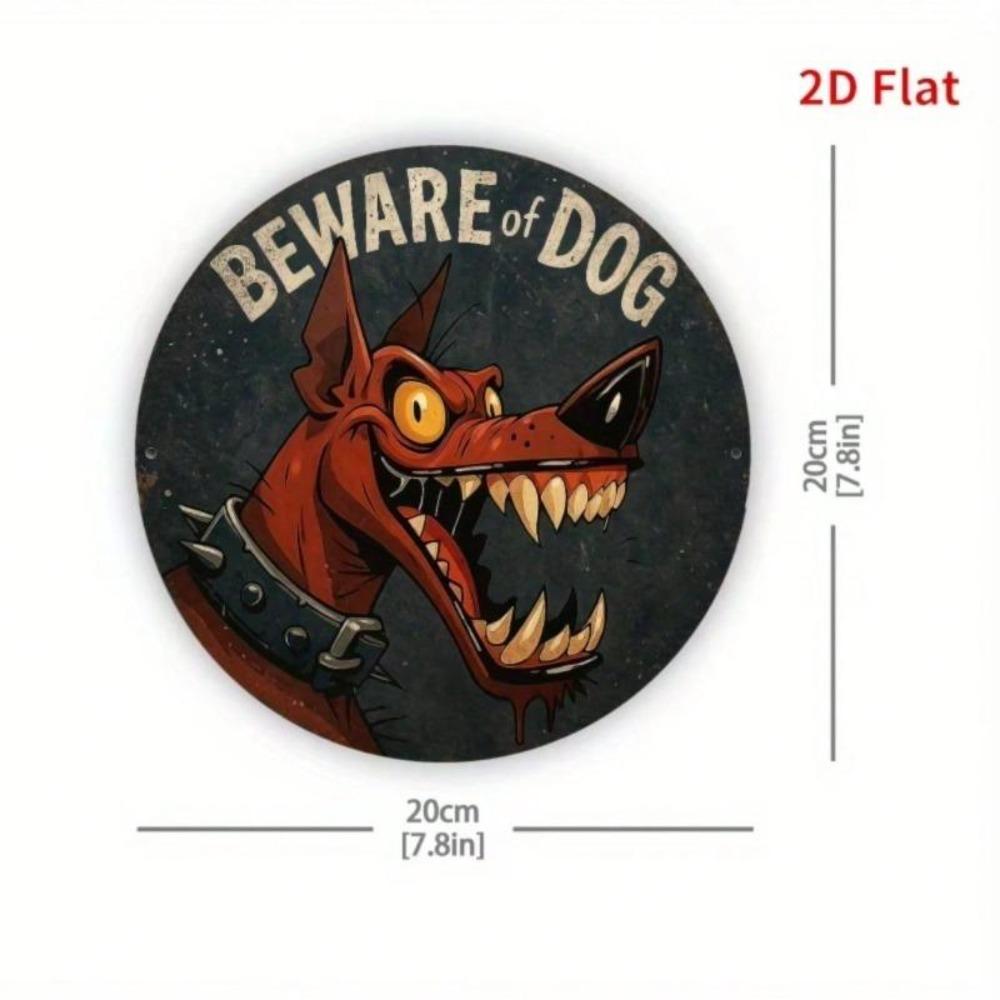 Vintage Metal Dog Warning Sign Aggressive Canine Decor Home Office Garage