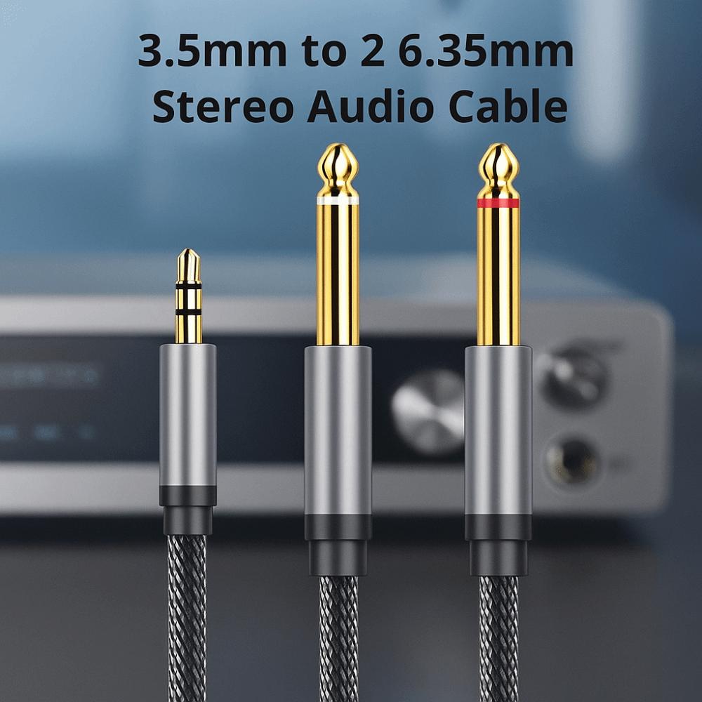 2 In 1 3.5mm To 2 6.35mm Audio Cable 3.5mm Jack To 6.5mm Jack Cable Consumer Electronics