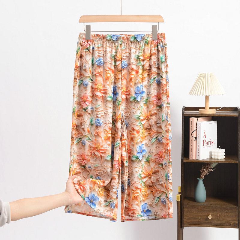 Stylish Cotton Silk Plus Size High Waist Cropped Skirt Pants - Lightweight, Versatile, and Perfect for Summer.