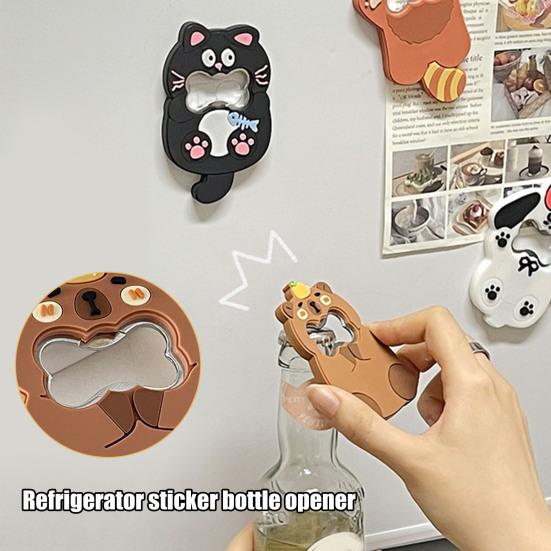 Beer Bottle Opener Magnet Cute Animal Cat Dog Panda Shape Bottle Cap Opener Fun Kitchen Gadget Practical Bar Accessory