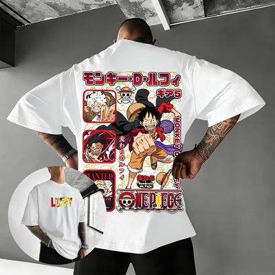 One Piece Anime T-Shirt Luffy Gear 5 Herren Damen Kurzarm Tee Monkey D Grafikdruck Streetwear Lässig 2026 Sommer Y2k Kleidung