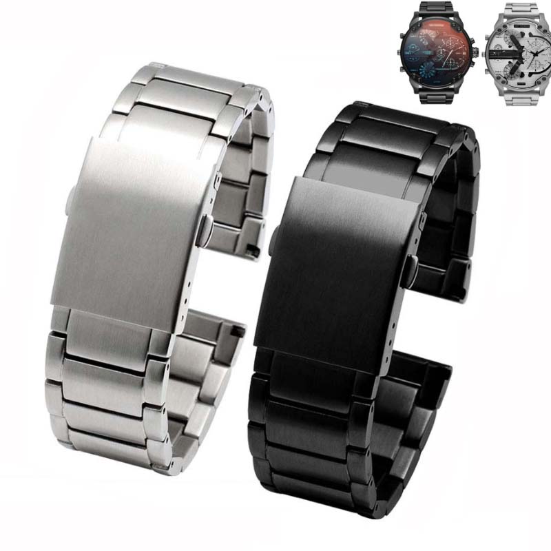 High Quality Stainless Steel Watchband for Diesel DZ7263 DZ7330 DZ4358 Watches Strap Black Silver 22mm 24mm 26mm 28mm 30mm 32mm