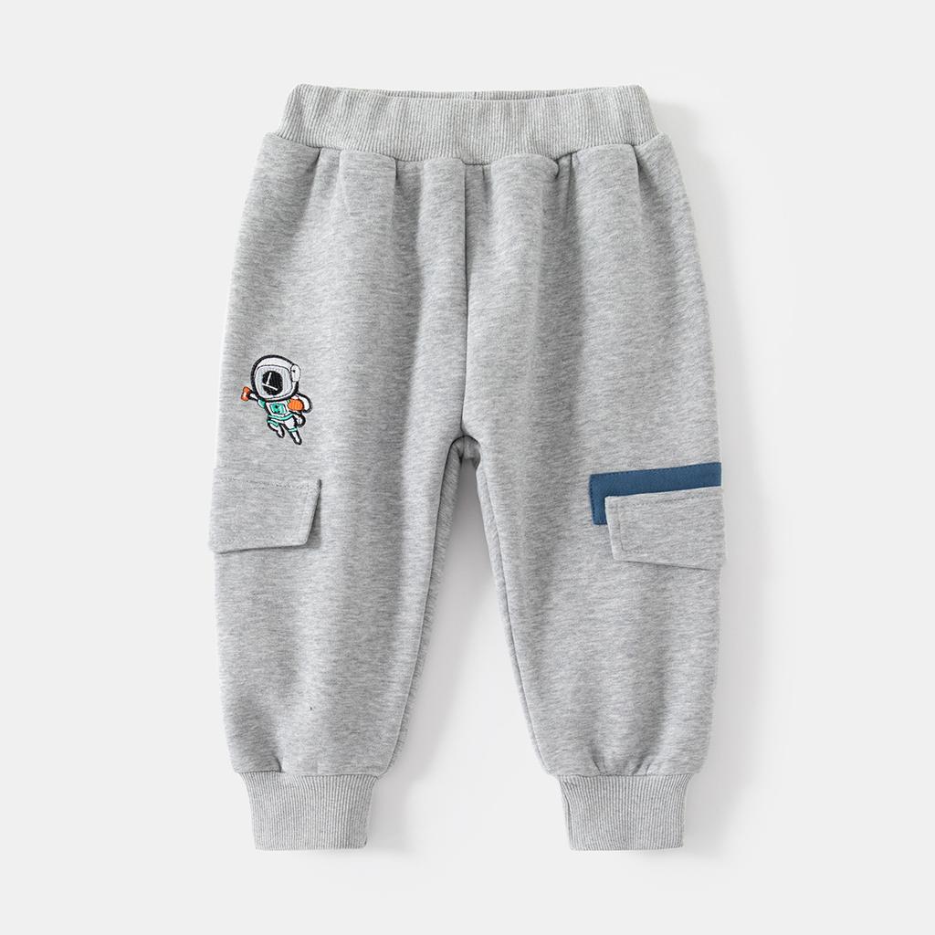 Boys Winter Sports Pants Fleece Lined Cartoon Sweatpants Casual Long Trousers for Kids
