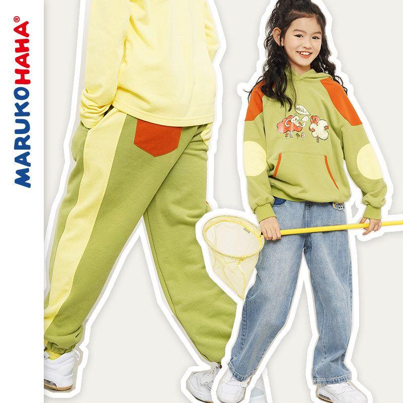 Cute Patchwork Sweater Set Children and Teens Hooded