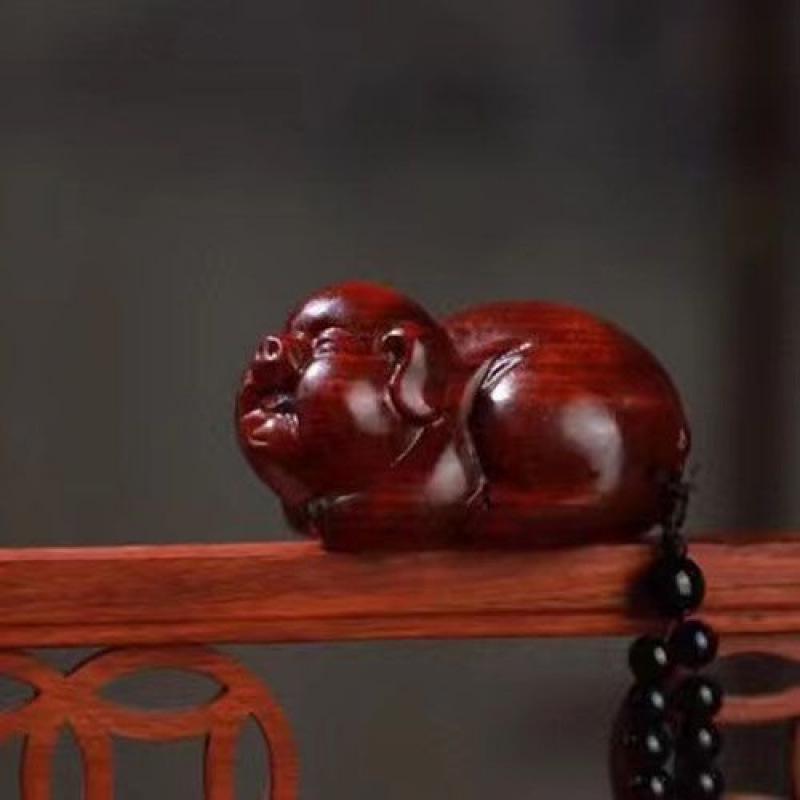 Rosewood Qilin Pixiu Hand-Carved Pendant Ornament