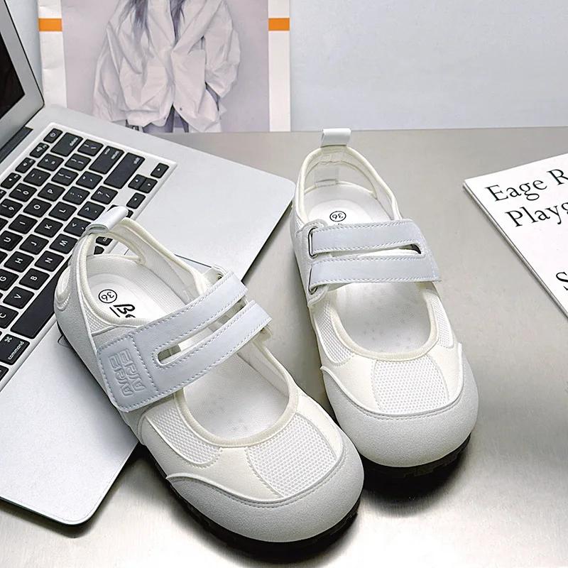 

Мода 2025 Высокое качество Женские балетки Ретро Балетные Круглый носок Удобные Повседневные Женские сандалии Мода Лето Мелкая обувь Женская 35