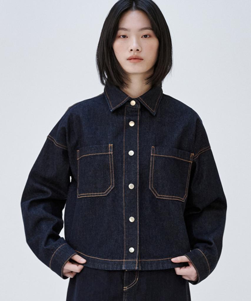 Maloupe 9404 Non-Faded Denim Shacket (Dark Indigo)