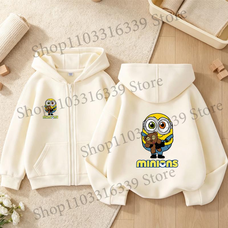 New Minionses Kids Zipper Hoodies Coats Girl Boy Sweatshirt Clothes Long Sleeve Harajuku Pullovers Casual Hooded Tops GIFT 2026