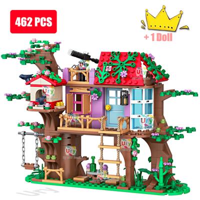 462 Pcs Friends Tree House Villa Castle Model Building Blocks Sets Figures Garden DIY Toys for Kids Girl Birthday Gift