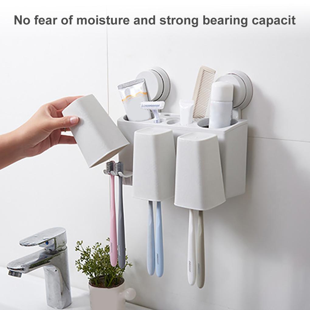 Zahnbürstenhalter Organizer Wandmontage Badezimmer Zahnpasta Rack Mundwasser Tassen Behälter