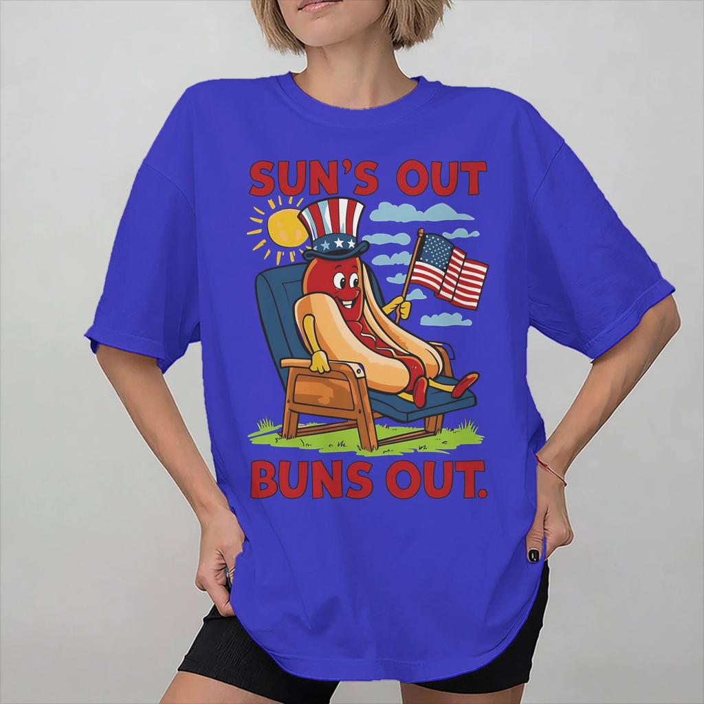 Suns Out Buns Out Funny Hot Dog Food Lover Tee Shirt For Unisex Unisex New Arrival Summer Fashion T Shirts Cotton Clothing Tops