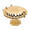 Fruit Serving Tray Gold Vintage Seashell Shape Metal Footed Fruit Plate with Lid for Dried Fruits Snacks