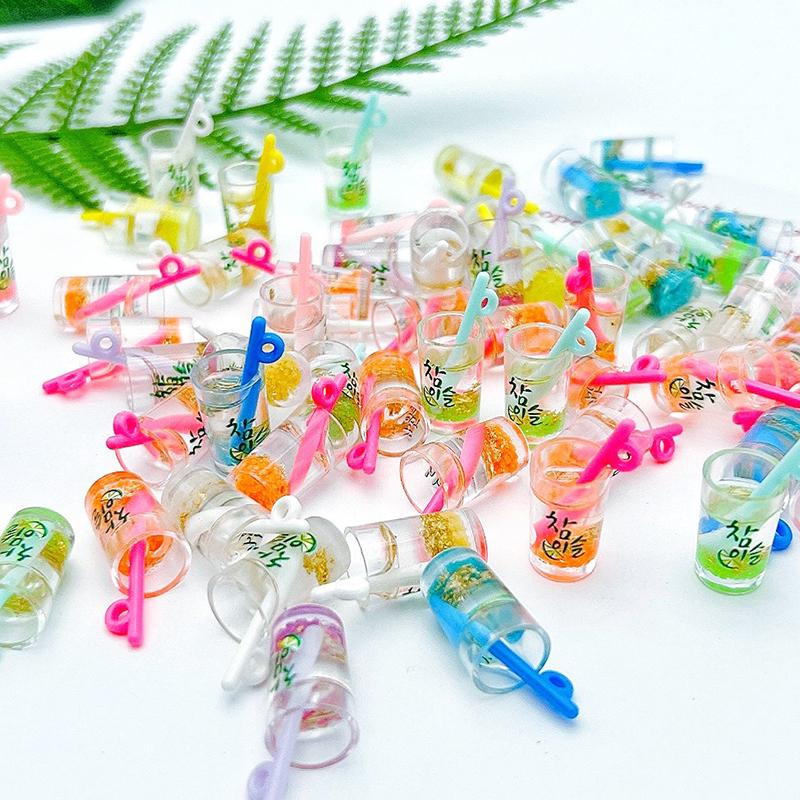 

5Pcs Luminous Mini Beverage Cup Diy Keychain Earrings Bags Pendant Accessories