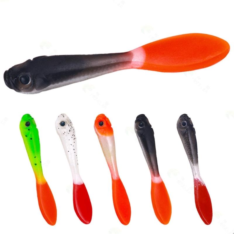 Zweifarbige künstliche Köder Angelköder Mini Softbaits Angelzubehör Swimbait Köder 7cm Wobbler Angelköder 5 Stück