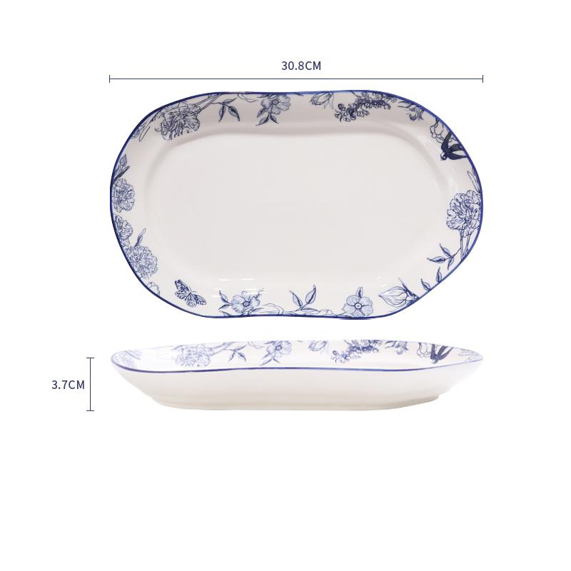 Trendiger chinesischer Stil Keramikteller Exquisite Schmetterling Große Fisch Teller Haushaltsgeschirr Exquisiter Nachmittagstee Dessertteller