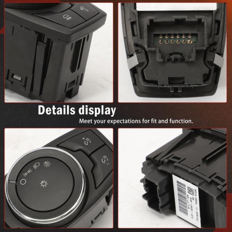 Car Head Lamp Light Switches Headlight Adjustment Knob Panel Control Button Trim FL3Z-11654-BA